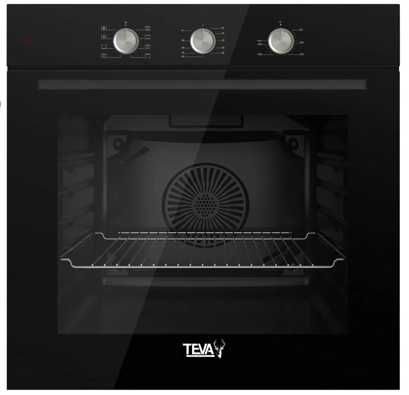 TEVA Oven 60 cm| 72 litres | Built in Gas with Grill and Cooling Fan | Control Panel Black Glass | NBGF BL MT