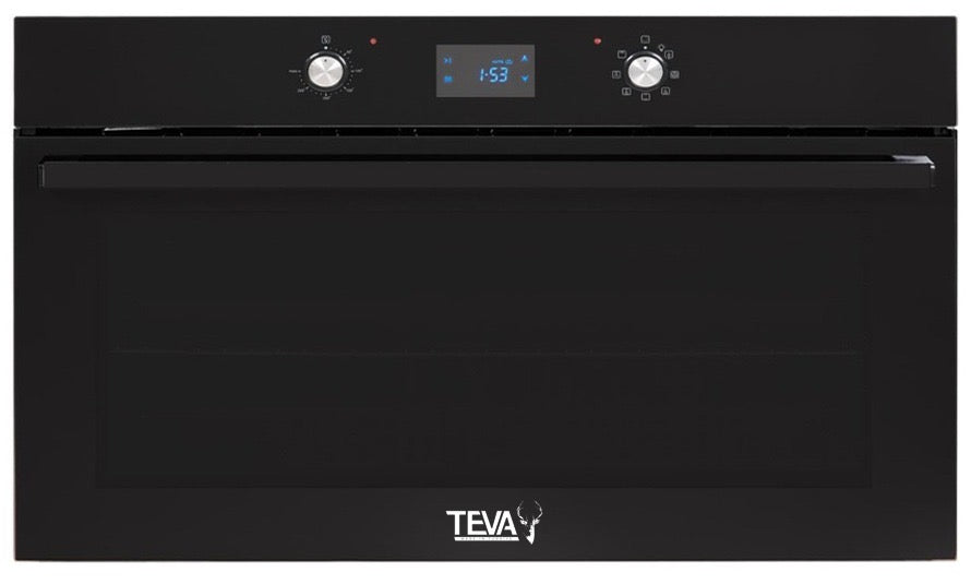 TEVA Oven 90 cm | 130 litres | Built in ELECTRIC with Grill and Cooling Fan | Control Panel digital | LT 9 5274 FULL BLACK, SOFT CLOSE TEVA 90130ELDTB