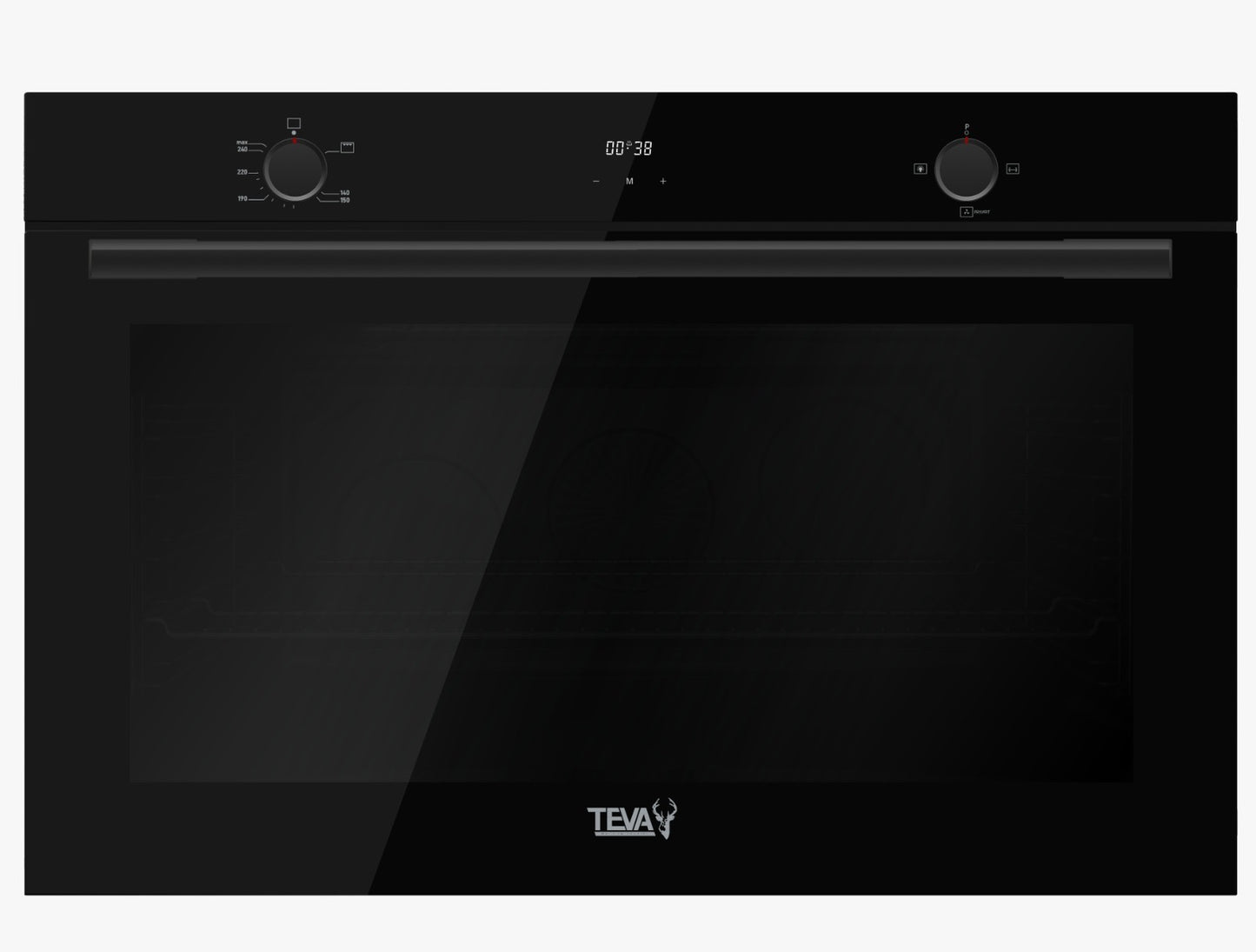 TEVA Oven 90 cm with air fryer | 120 litres | Built in Gas with Grill and Cooling Fan | Control Panel Black Glass | QGSTL-9 71LM3 df
