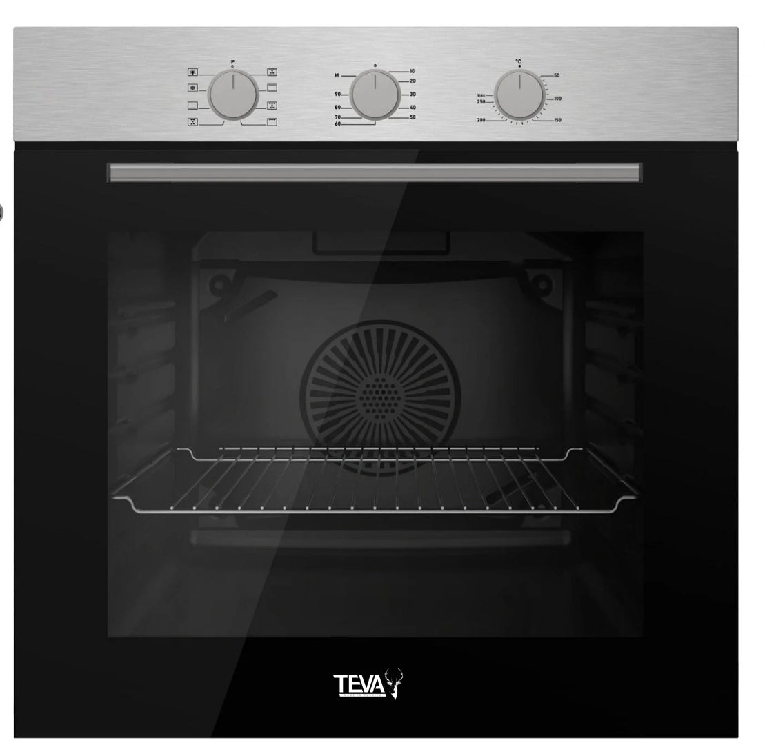 TEVA Oven 60 cm| 72 litres | Built in Gas with Grill and Cooling Fan | Control Panel Black Glass | NBGF XDT