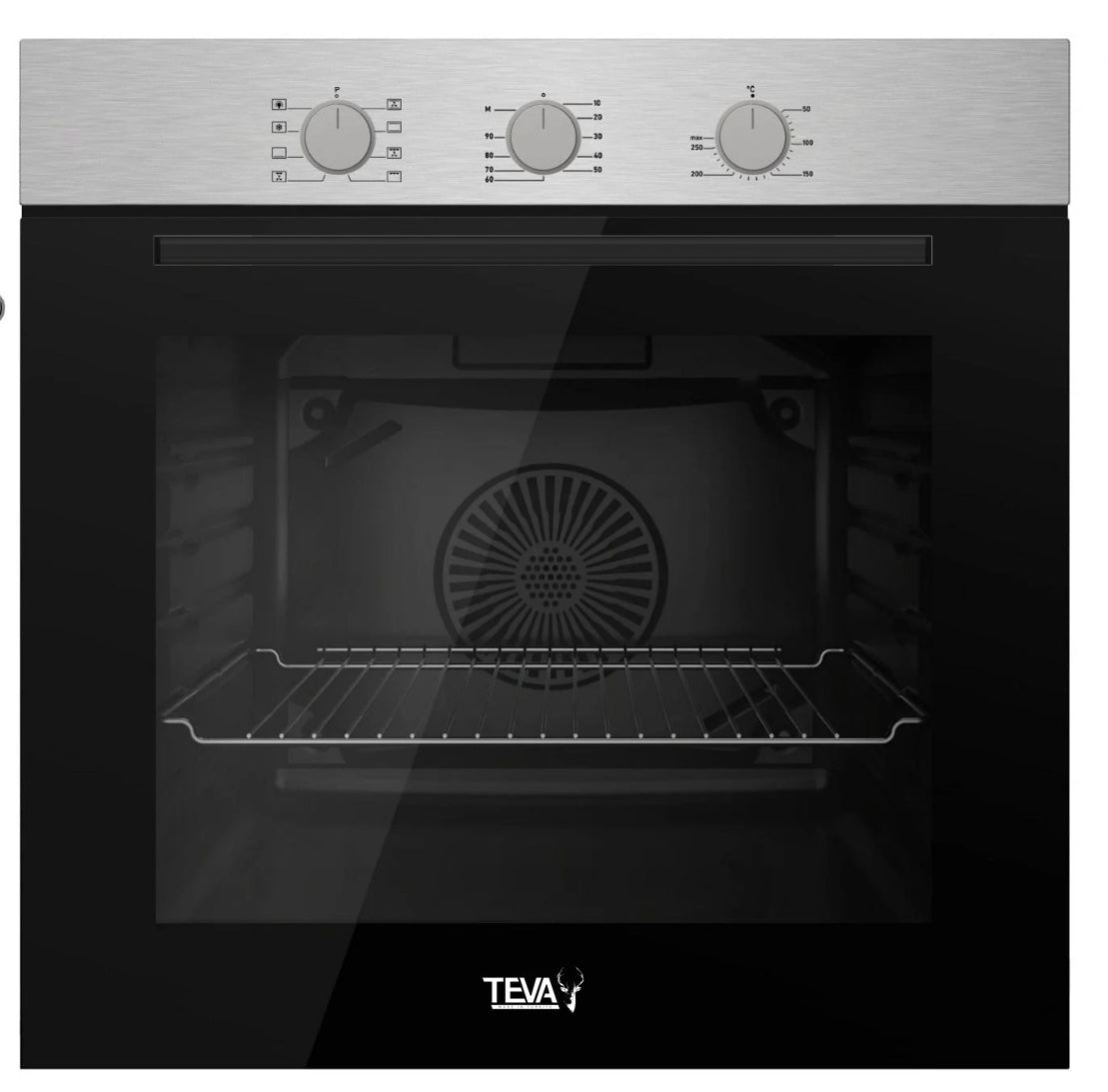 TEVA Oven 60 cm| 72 litres | Built in Gas with Grill and Cooling Fan | Control Panel Black Glass | NBGF XMT