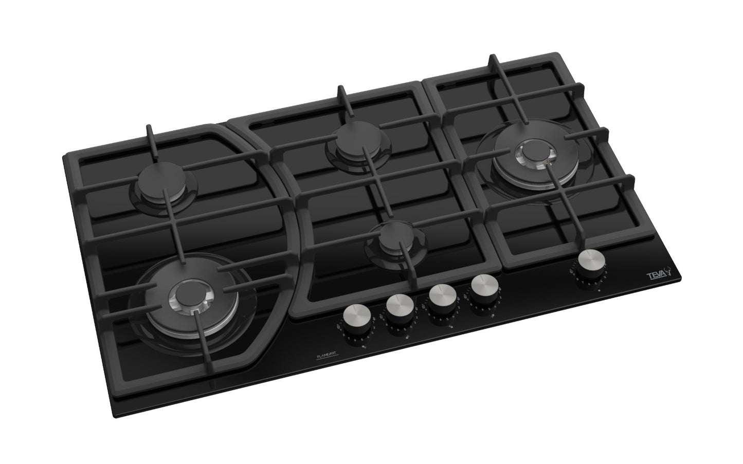 TEVA BF185W | 90cm | built-in gas hob | German black glass, 8