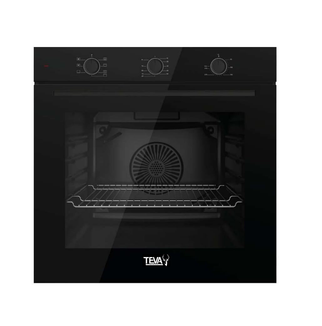 TEVA Oven 60 cm| 82 litres | Built in Gas with Grill and Cooling Fan | Control Panel Black Glass | QGSTL 75MT CS