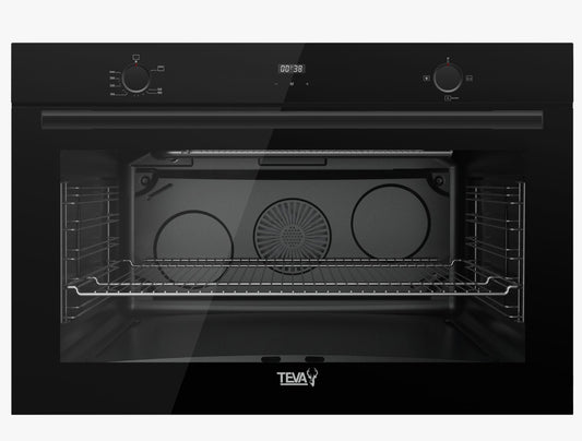 TEVA Oven 90 cm with air fryer | 120 litres | Built in Gas with Grill and Cooling Fan | Control Panel Black Glass |  QGSTL-9 71LM3 CS