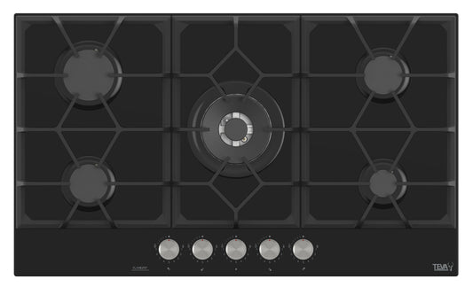 TEVA RT045| 90cm | built-in gas hob |  German black glass, 8 | 5 burners