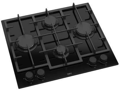 TEVA - LN385 | Gas hob | 60 cm, | German black glass, 8 ml | 4 burners