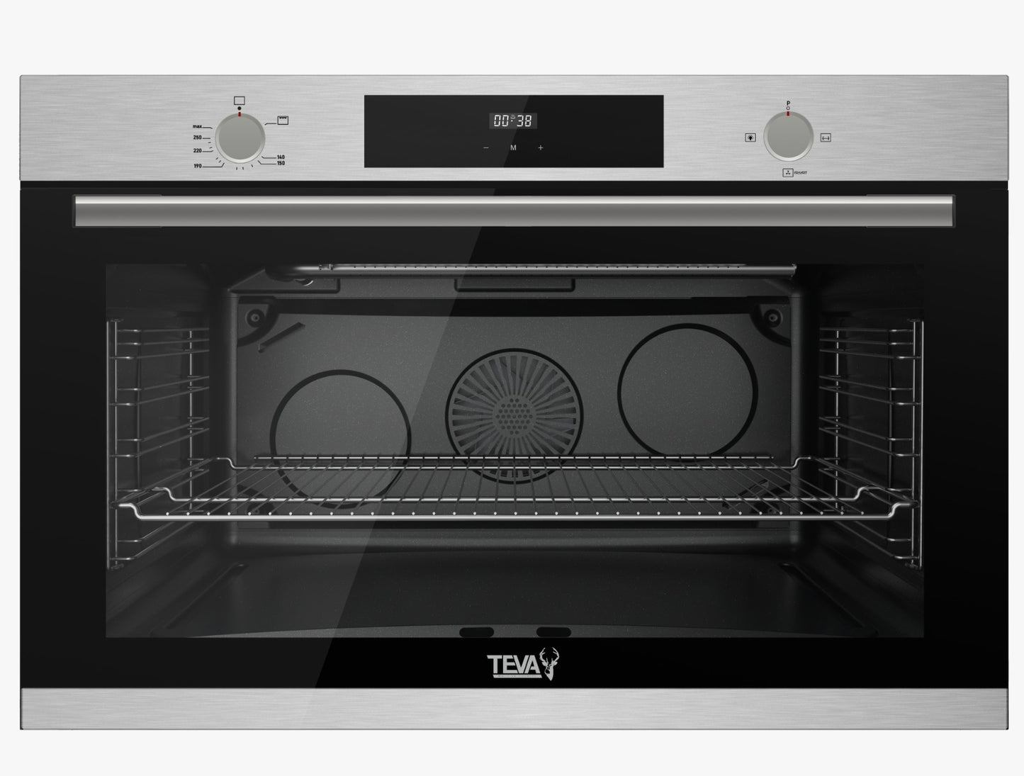 TEVA Oven 90 cm with air fryer | 120 litres | Built in Gas with Grill and Cooling Fan | Control Panel stainless digital |  9 71LM3 MI