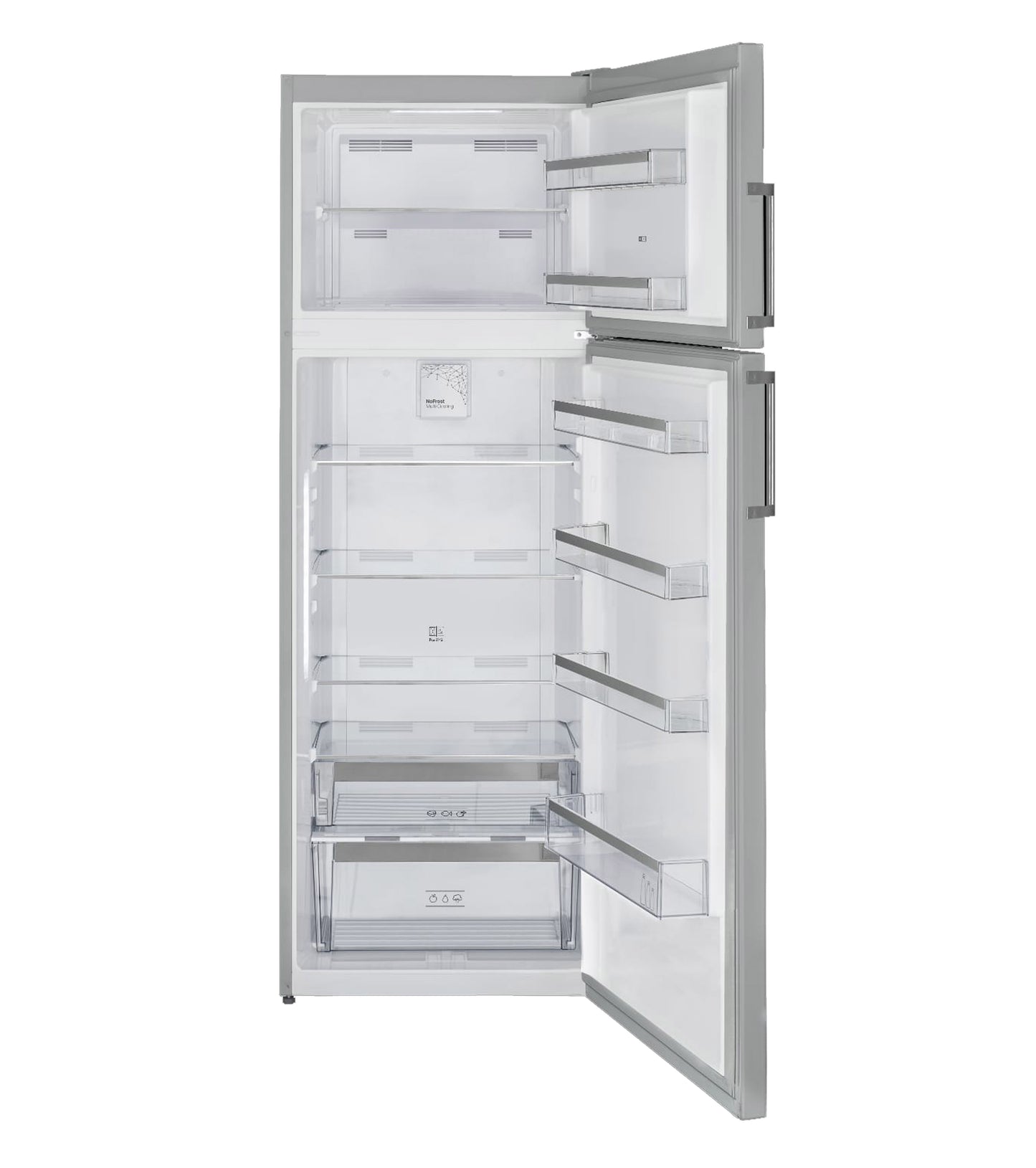 Teva 495L | 16 feet Reversible Bottom Freezer Refrigerator, Pro Steel, Silver