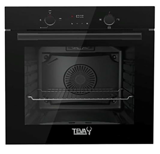 TEVA Oven 60 cm| 82 litres | Built in Gas with Grill and Cooling Fan | Control Panel Black Glass |  QGSTL BLACK DT