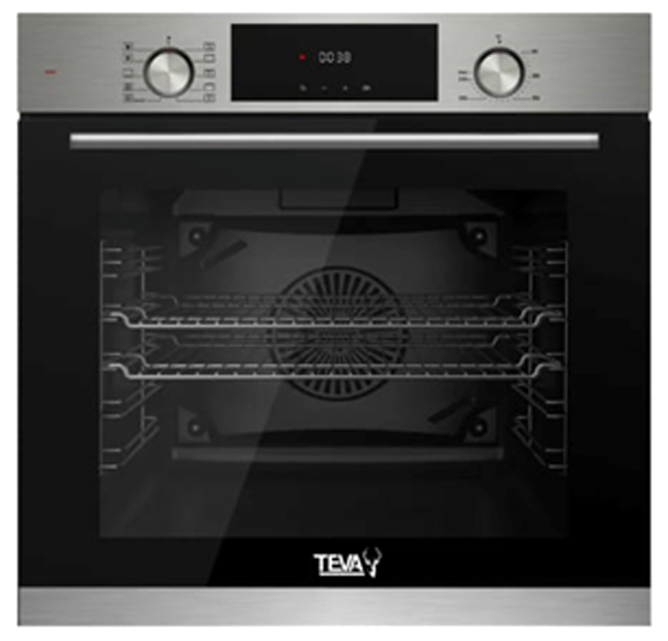 TEVA Oven 60 cm| 82 litres | Built in Gas with Grill and Cooling Fan | Control Panel digital stainless | QGSTL 75T2 MI