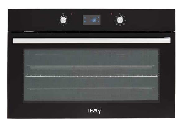 TEVA Oven 90 cm| 97 litres | Built in Gas with Grill and Cooling Fan | Control Panel Black Glass |  QGSTYL 125 DT BLACK