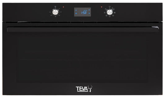 TEVA Oven 90 cm | 130 litres | Built in ELECTRIC with Grill and Cooling Fan | Control Panel digital | LT 9 5274 FULL BLACK, SOFT CLOSE TEVA 90130ELDTB