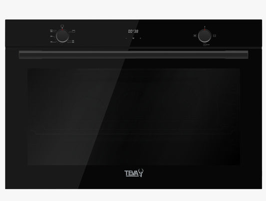 TEVA Oven 90 cm with air fryer | 120 litres | Built in Gas with Grill and Cooling Fan | Control Panel Black Glass |  QGSTL-9 71LM3 df