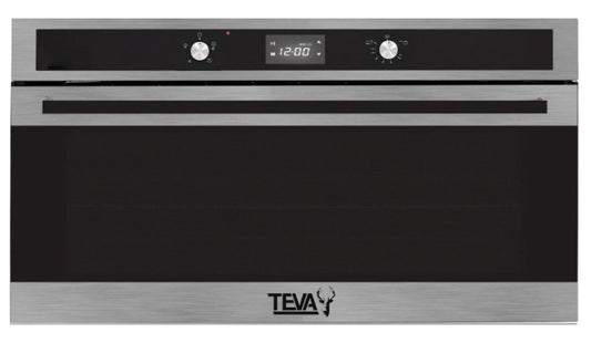 TEVA Oven 90 cm | 110 litres | Built in Gas with Grill and Cooling Fan | Control Panel stainless digital | GT 9 5276 FULL BLACK, SOFT CLOSE, INOX DECO TEVA 90110DTXB