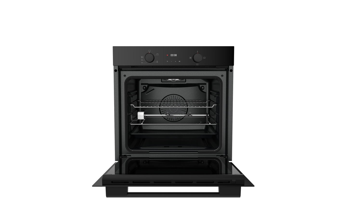 TEVA Oven 60 cm| 82 litres | Built in Gas with Grill and Cooling Fan | Control Panel Black Glass |  QGSTL GLASS