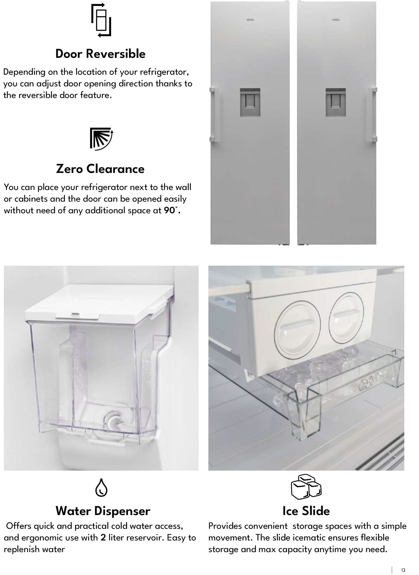 Teva 495L | 16 feet Reversible Bottom Freezer Refrigerator, Pro Steel, Silver