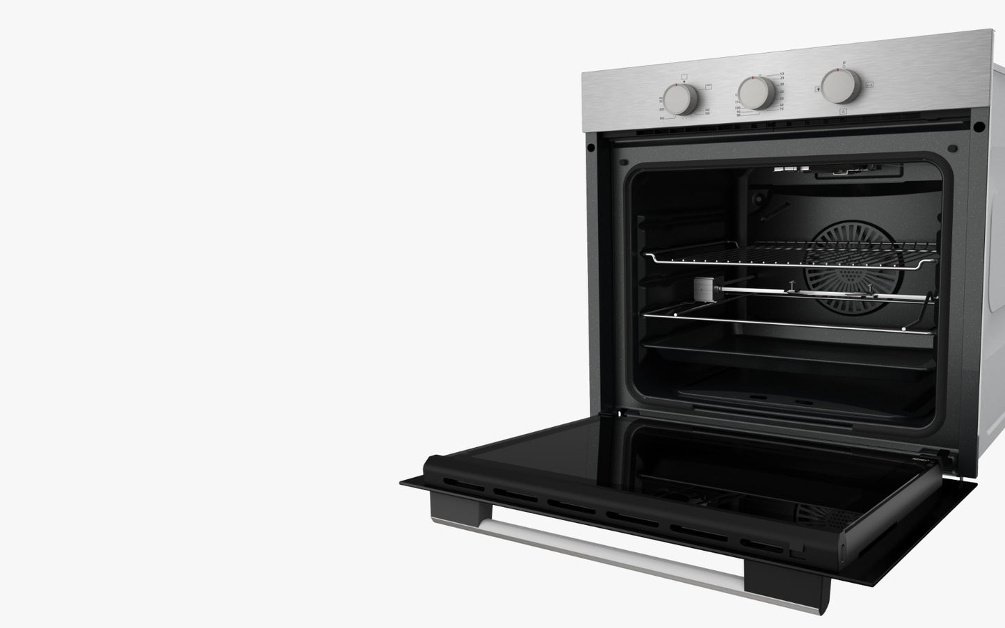TEVA Oven 60 cm| 82 litres | Built in Gas with Grill and Cooling Fan | Control Panel stainless | QGSTL INOX