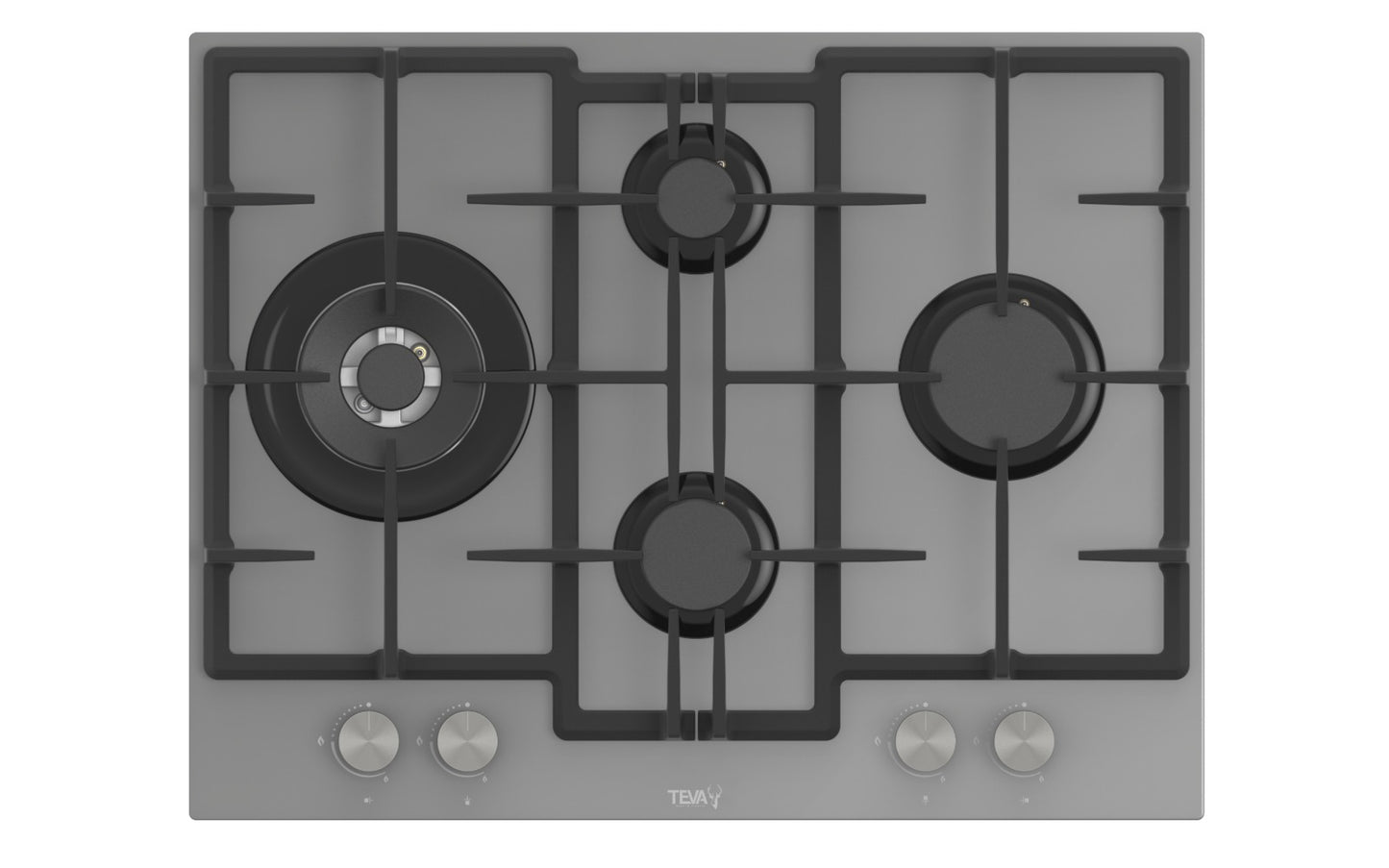 TEVA - Grey | Gas hob | 60 cm, | Grey Glass| 4 burners