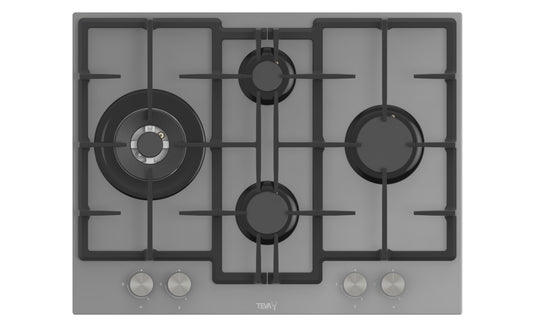 TEVA - Grey | Gas hob | 60 cm, | Grey Glass| 4 burners