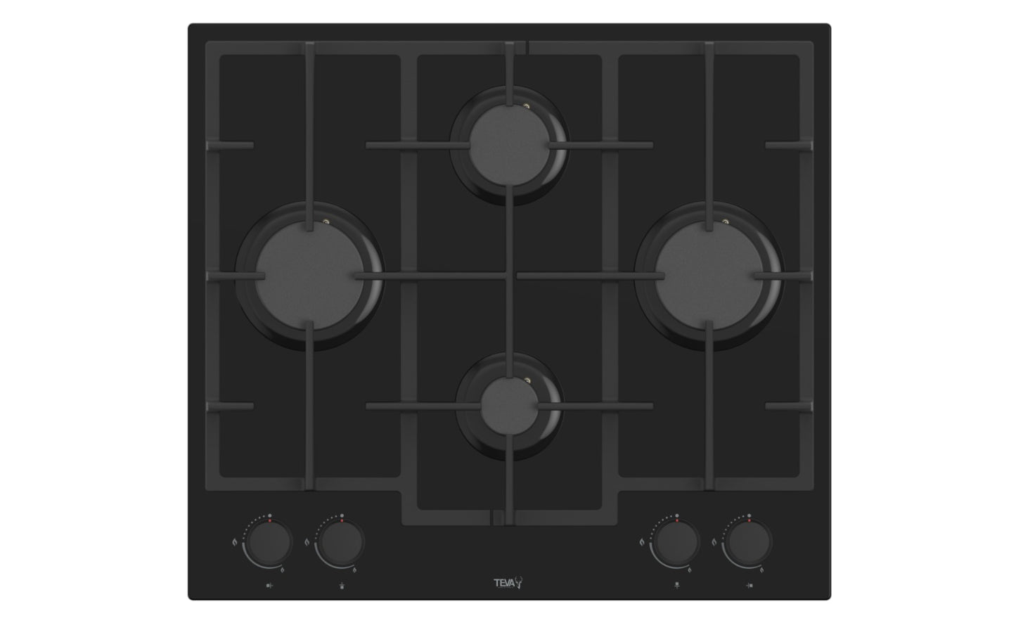 TEVA - LN385 | Gas hob | 60 cm, | German black glass, 8 ml | 4 burners