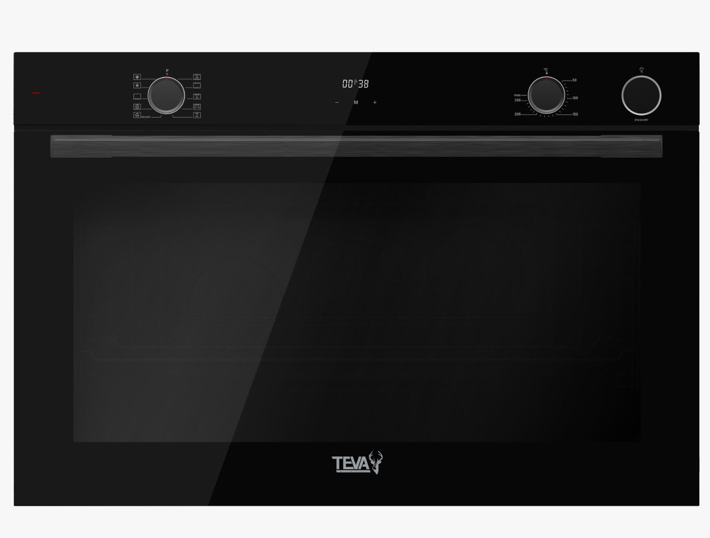 TEVA Oven 90 cm with air fryer | 135 litres | Built in Electric Oven with Smokeless Dark Glass | Control Panel Black Glass |  QXSTL-963S-CS