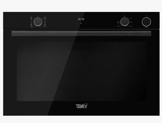 TEVA Oven 90 cm with air fryer | 135 litres | Built in Electric Oven with Smokeless Dark Glass | Control Panel Black Glass |  QXSTL-963S-CS