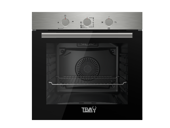 TEVA Oven 60 cm| 82 litres | Built in Gas with Grill and Cooling Fan | Control Panel stainless | QGSTL INOX