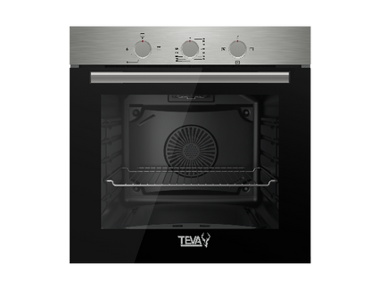 TEVA Oven 60 cm| 82 litres | Built in Gas with Grill and Cooling Fan | Control Panel stainless | QGSTL INOX