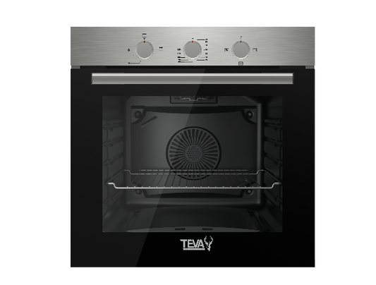 TEVA Oven 60 cm| 82 litres | Built in Gas with Grill and Cooling Fan | Control Panel stainless | QGSTL INOX