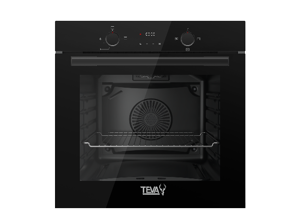 TEVA Oven 60 cm| 82 litres | Built in Gas with Grill and Cooling Fan | Control Panel Black Glass |  QGSTL GLASS